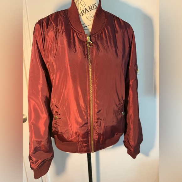 Love Tree Burgundy Bomber Jacket - Picture 1 of 12